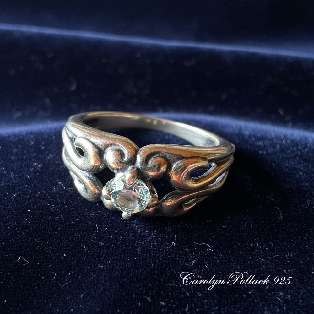 Carolyn Pollack Sterling Silver Blue Topaz Scrollwork Ring - Picture 3 of 7